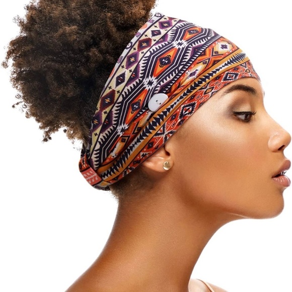 6 Pieces Headband with Buttons African Headband Bobo Knot Turban Wide.​​ main image 3